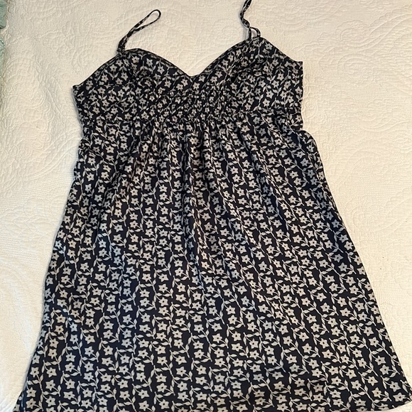 Blue and white with flowers free people silk mini dress - Picture 2 of 4